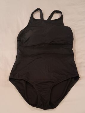Nwots Lands' End Black High-Neck One-Piece Swimsuit Med